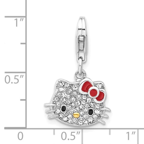 Sterling Silver and Gold-tone Hello Kitty Crystal Enamel Lobster Clasp Charm - Picture 4 of 4